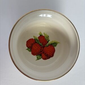 Vintage Strawberry Jelly Jam‎ Bowl Gold John Wagner Cottagecore Farmcore Japan